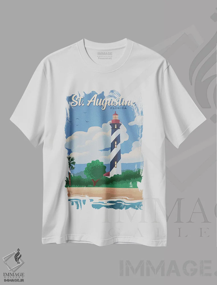 تیشرت سفید طرح دار سنت آگوستین اثر ایدیااستورم استودیوز | immage.ir