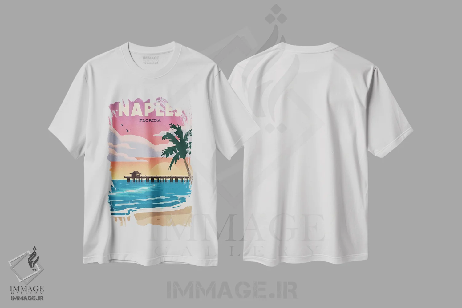 تیشرت سفید طرح دار ساحل ناپل اثر ایدیااستورم استودیوز | فروشگاه ایماژ
