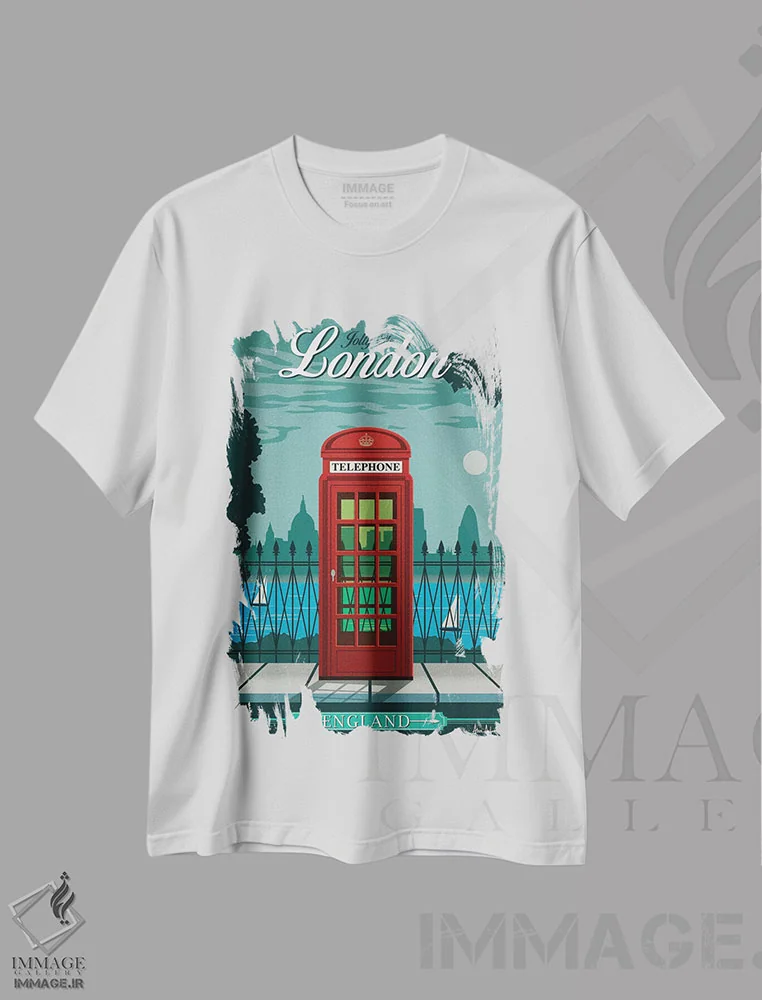 تیشرت سفید طرح دار لندن، تزئینی اثر ایدیااستورم استودیوز | immage.ir