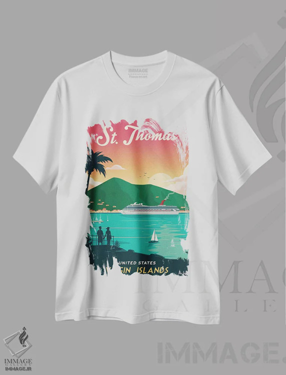تیشرت سفید طرح دار سنت توماس، تزئینی اثر ایدیااستورم استودیوز | immage.ir