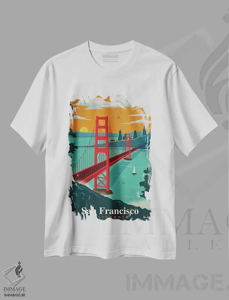تیشرت سفید طرح دار سان فرانسیسکو، تزئینی اثر ایدیااستورم استودیوز | immage.ir