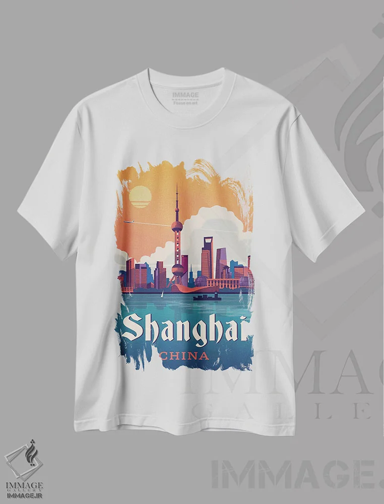 تیشرت سفید طرح دار شانگهای، تزئینی اثر ایدیااستورم استودیوز | immage.ir
