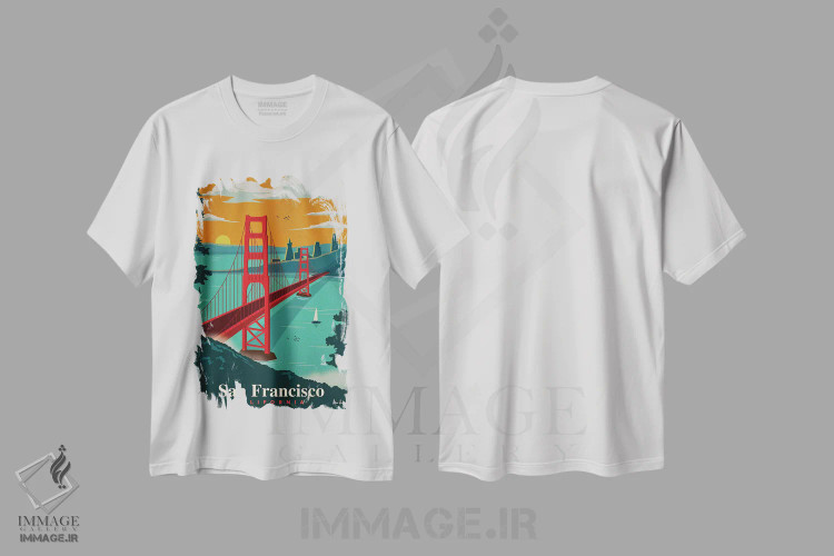 تیشرت سفید طرح دار سان فرانسیسکو، تزئینی اثر ایدیااستورم استودیوز | immage.ir