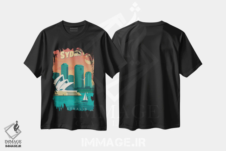 تیشرت مشکی طرح دار سیدنی، تزئینی اثر ایدیااستورم استودیوز | immage.ir