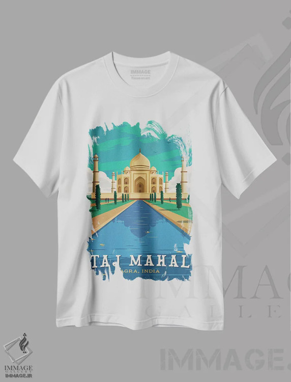تیشرت سفید طرح دار تاج محل، تزئینی اثر ایدیااستورم استودیوز | immage.ir
