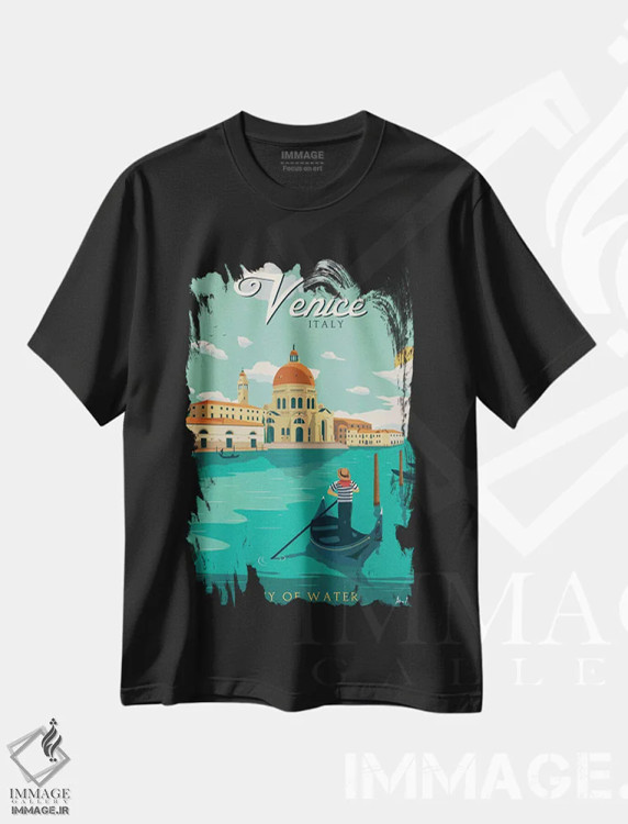 تیشرت مشکی طرح دار ونیز، تزئینی اثر ایدیااستورم استودیوز | immage.ir