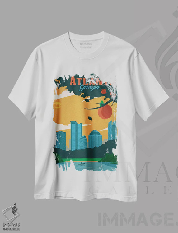 تیشرت سفید طرح دار آتلانتا، تزئینی اثر ایدیااستورم استودیوز | immage.ir