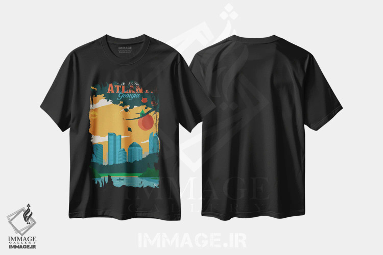 تیشرت مشکی طرح دار آتلانتا، تزئینی اثر ایدیااستورم استودیوز | فروشگاه ایماژ