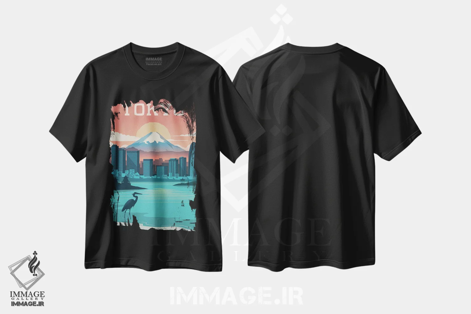 تیشرت مشکی طرح دار توکیو، تزئینی اثر ایدیااستورم استودیوز | فروشگاه ایماژ