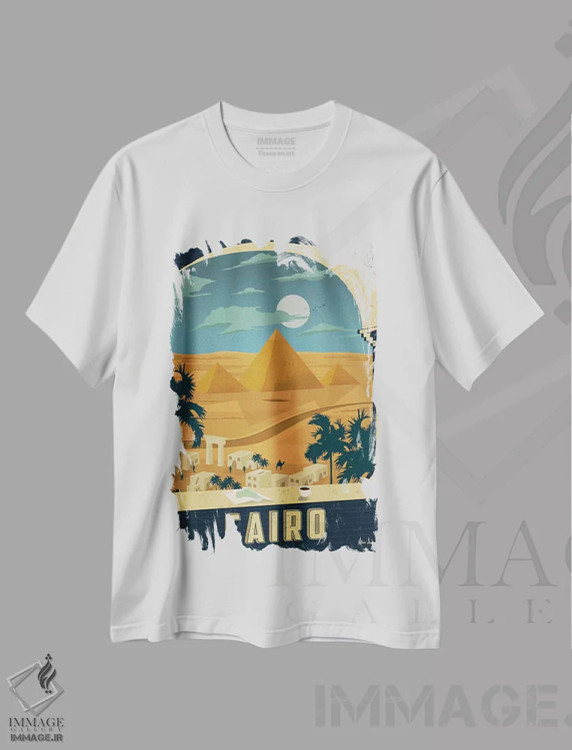 تیشرت سفید طرح دار قاهره، تزئینی اثر ایدیااستورم استودیوز | immage.ir