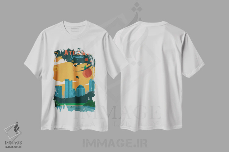 تیشرت سفید طرح دار آتلانتا، تزئینی اثر ایدیااستورم استودیوز | immage.ir