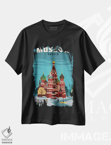 تیشرت مشکی طرح دار مسکو، تزئینی اثر ایدیااستورم استودیوز | فروشگاه ایماژ