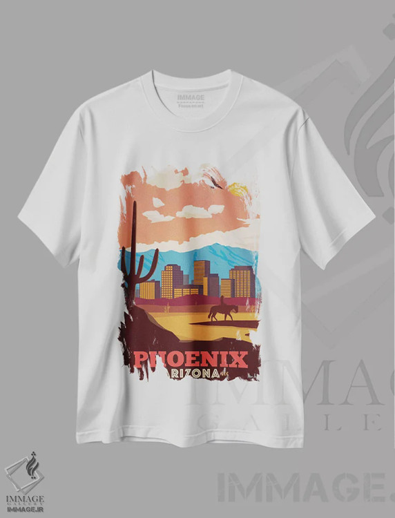 تیشرت سفید طرح دار فینیکس، تزئینی اثر ایدیااستورم استودیوز | فروشگاه ایماژ