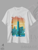 تیشرت سفید طرح دار نیویورک ۲، تزئینی اثر ایدیااستورم استودیوز | immage.ir