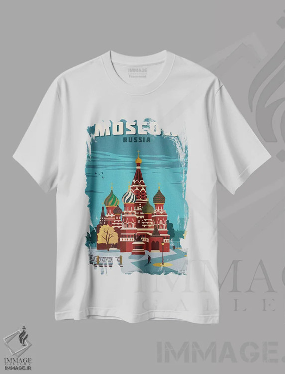تیشرت سفید طرح دار مسکو، تزئینی اثر ایدیااستورم استودیوز | immage.ir