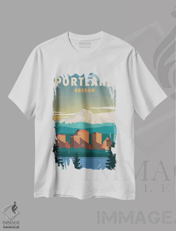 تیشرت سفید طرح دار پورتلند، تزئینی اثر ایدیااستورم استودیوز | immage.ir