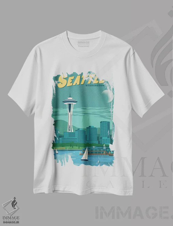 تیشرت سفید طرح دار سیاتل، تزئینی اثر ایدیااستورم استودیوز | فروشگاه ایماژ