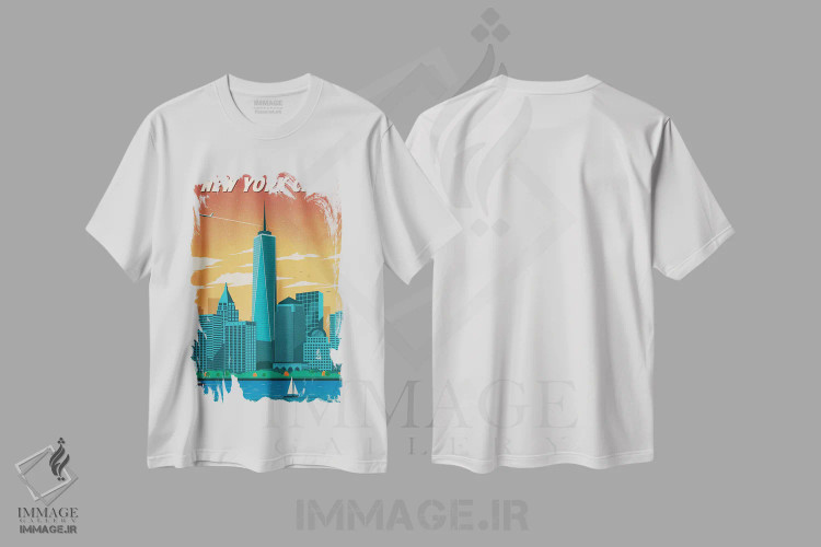 تیشرت سفید طرح دار نیویورک ۲، تزئینی اثر ایدیااستورم استودیوز | immage.ir