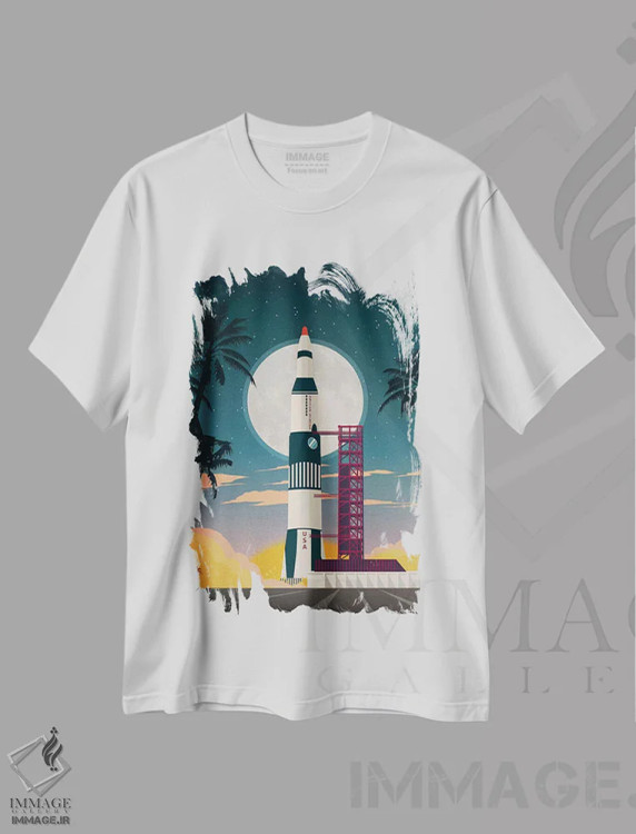 تیشرت سفید طرح دار کیپ کاناورال، تزئینی اثر ایدیااستورم استودیوز | فروشگاه ایماژ