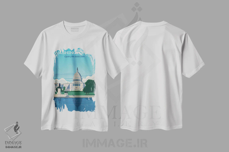 تیشرت سفید طرح دار کاپیتول واشینگتن دی سی، تزئینی اثر ایدیااستورم استودیوز | immage.ir