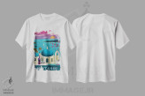تیشرت سفید طرح دار سانتورینی، تزئینی اثر ایدیااستورم استودیوز | فروشگاه ایماژ