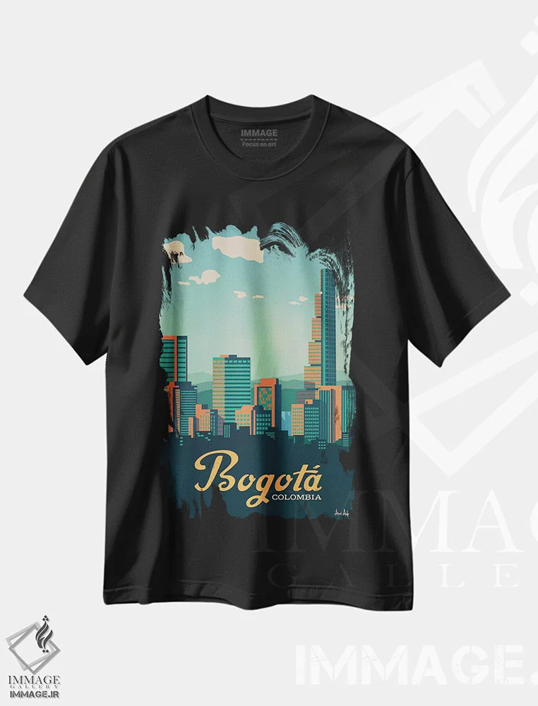 تیشرت مشکی طرح دار بوگوتا، هنر دیجیتال اثر ایدیااستورم استودیوز | immage.ir