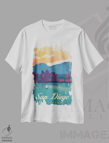 تیشرت سفید طرح دار سن دیگو، دکور معاصر اثر ایدیااستورم استودیوز | فروشگاه ایماژ