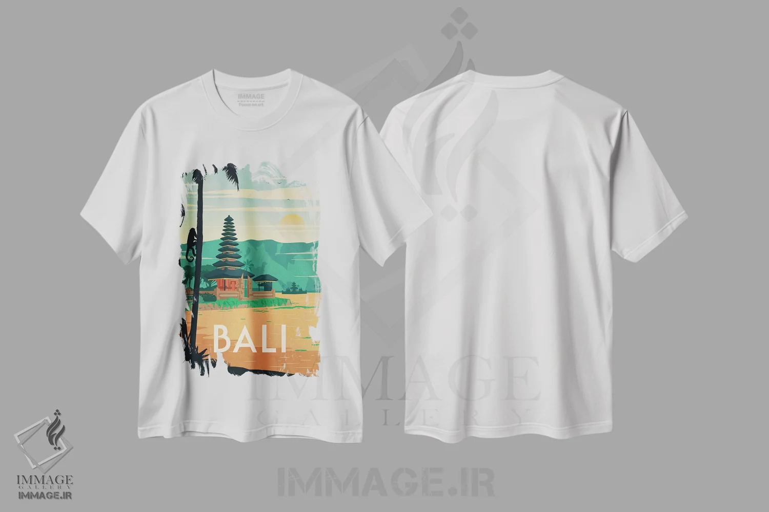 تیشرت سفید طرح دار بالی، تایپوگرافی اثر ایدیااستورم استودیوز | فروشگاه ایماژ