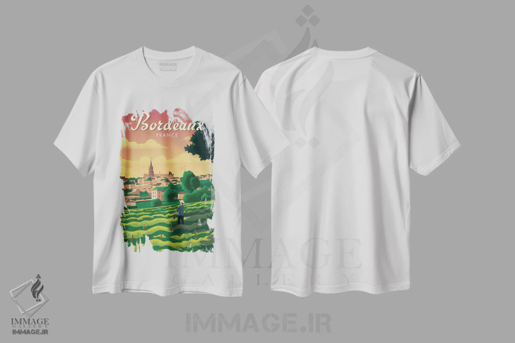 تیشرت سفید طرح دار بوردو، تایپوگرافی اثر ایدیااستورم استودیوز | فروشگاه ایماژ