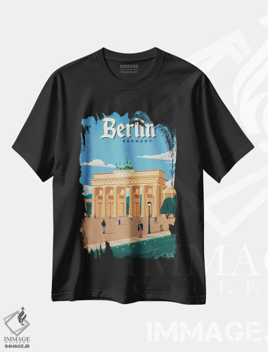 تیشرت مشکی طرح دار دروازه براندنبورگ، تایپوگرافی اثر ایدیااستورم استودیوز | فروشگاه ایماژ