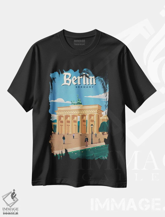 تیشرت مشکی طرح دار دروازه براندنبورگ، تایپوگرافی اثر ایدیااستورم استودیوز | فروشگاه ایماژ