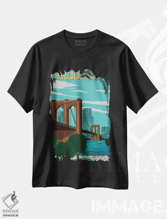 تیشرت مشکی طرح دار بروکلین، تایپوگرافی اثر ایدیااستورم استودیوز | immage.ir