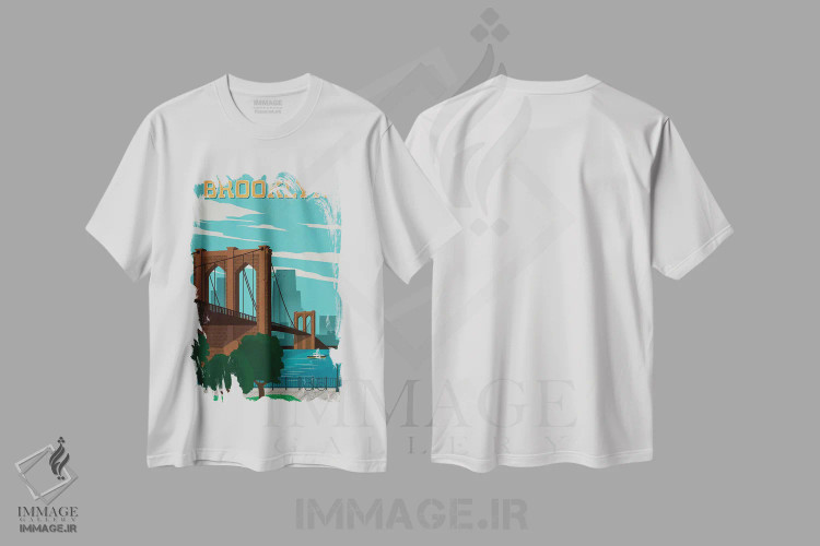 تیشرت سفید طرح دار بروکلین، تایپوگرافی اثر ایدیااستورم استودیوز | فروشگاه ایماژ
