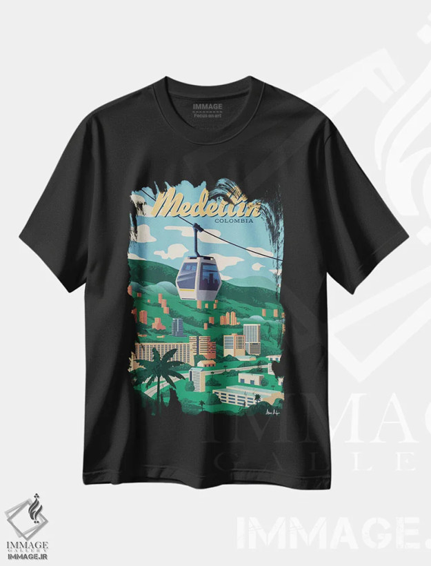 تیشرت مشکی طرح دار مدئین، تایپوگرافی اثر ایدیااستورم استودیوز | immage.ir