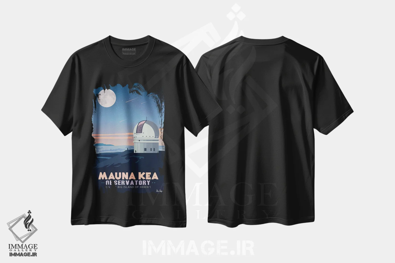 تیشرت مشکی طرح دار مونا کیا، تایپوگرافی اثر ایدیااستورم استودیوز | فروشگاه ایماژ