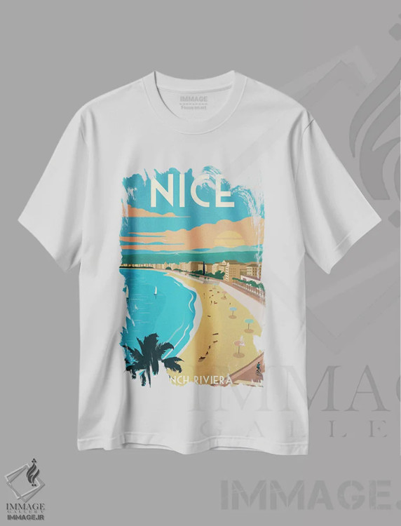 تیشرت سفید طرح دار نیس، تایپوگرافی اثر ایدیااستورم استودیوز | immage.ir