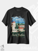 تیشرت مشکی طرح دار سانتا باربارا، تایپوگرافی اثر ایدیااستورم استودیوز | فروشگاه ایماژ