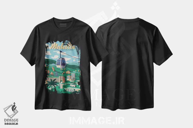 تیشرت مشکی طرح دار مدئین، تایپوگرافی اثر ایدیااستورم استودیوز | immage.ir