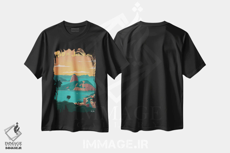 تیشرت مشکی طرح دار ریو دو ژانیرو، تایپوگرافی اثر ایدیااستورم استودیوز | immage.ir