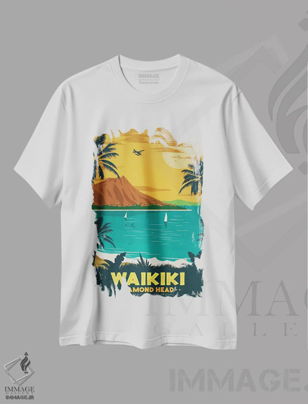 تیشرت سفید طرح دار وای کیکی، تایپوگرافی اثر ایدیااستورم استودیوز | فروشگاه ایماژ