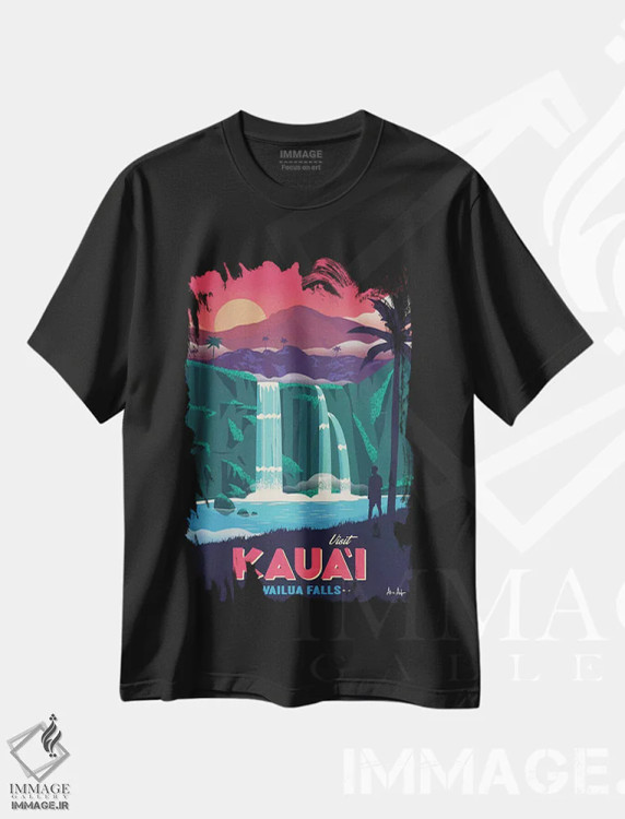تیشرت مشکی طرح دار آبشار وایلوا، تایپوگرافی اثر ایدیااستورم استودیوز | فروشگاه ایماژ