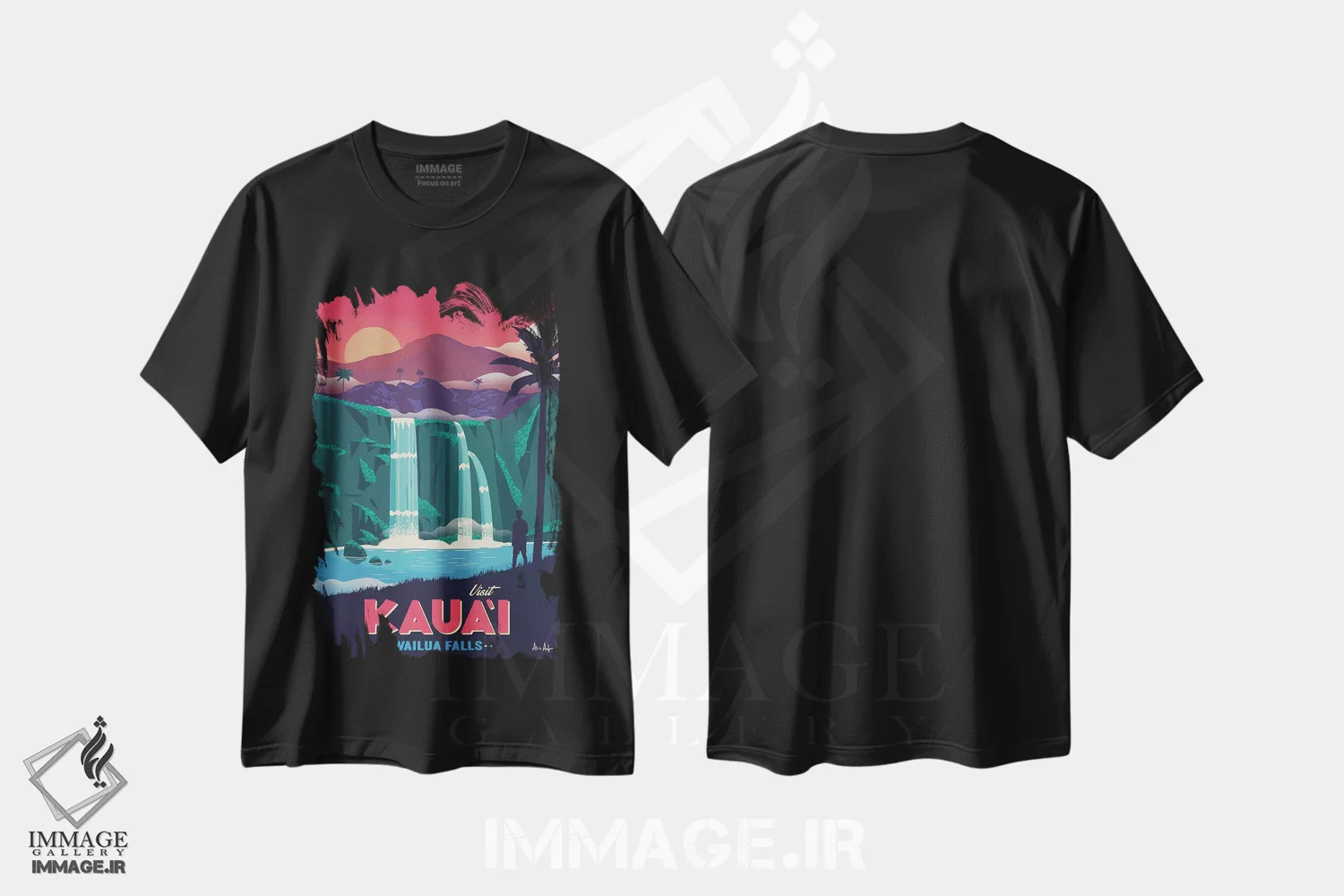 تیشرت مشکی طرح دار آبشار وایلوا، تایپوگرافی اثر ایدیااستورم استودیوز | فروشگاه ایماژ