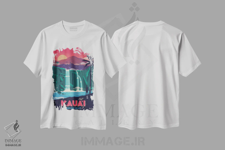 تیشرت سفید طرح دار آبشار وایلوا، تایپوگرافی اثر ایدیااستورم استودیوز | immage.ir