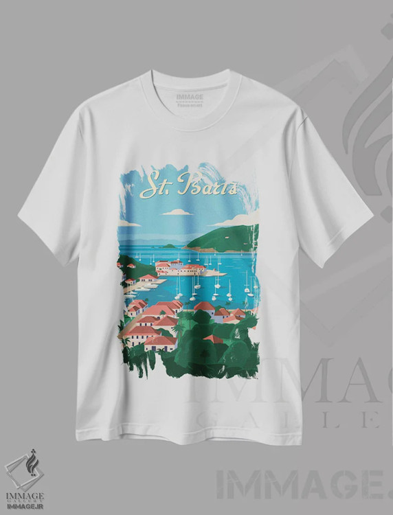 تیشرت سفید طرح دار سنت بارتلمی، دکور معاصر اثر ایدیااستورم استودیوز | immage.ir
