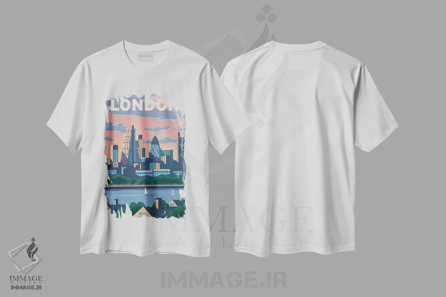 تیشرت سفید طرح دار لندن مدرن، دکور معاصر اثر ایدیااستورم استودیوز | فروشگاه ایماژ
