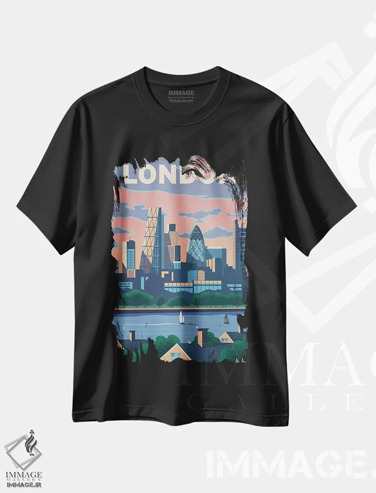 تیشرت مشکی طرح دار لندن مدرن، دکور معاصر اثر ایدیااستورم استودیوز | immage.ir