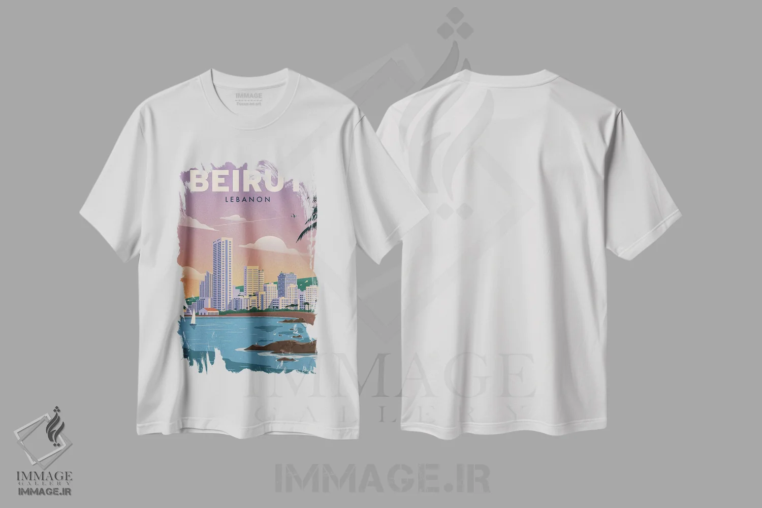 تیشرت سفید طرح دار بیروت، دکور معاصر اثر ایدیااستورم استودیوز | فروشگاه ایماژ