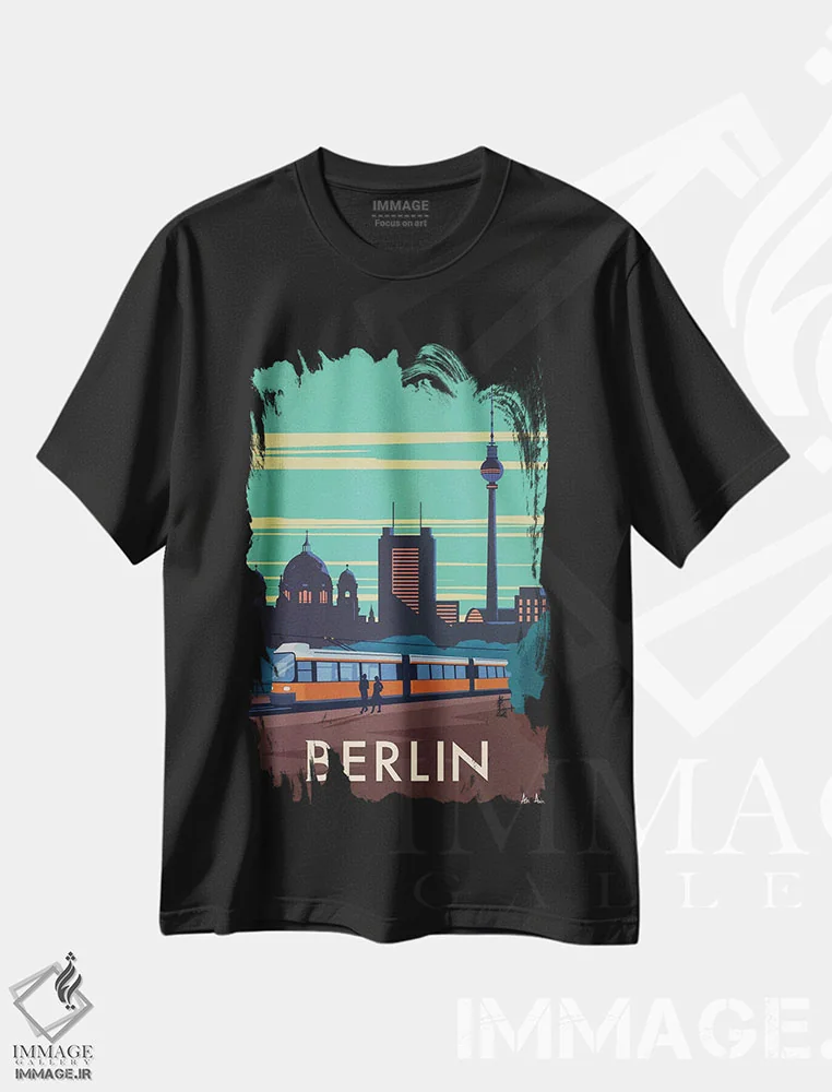 تیشرت مشکی طرح دار برلین، دکور معاصر اثر ایدیااستورم استودیوز | فروشگاه ایماژ