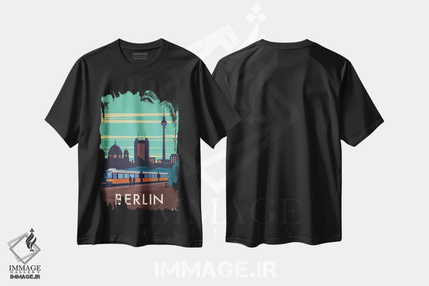 تیشرت مشکی طرح دار برلین، دکور معاصر اثر ایدیااستورم استودیوز | فروشگاه ایماژ