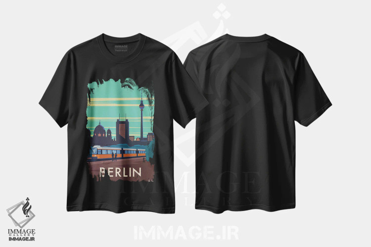 تیشرت مشکی طرح دار برلین، دکور معاصر اثر ایدیااستورم استودیوز | فروشگاه ایماژ